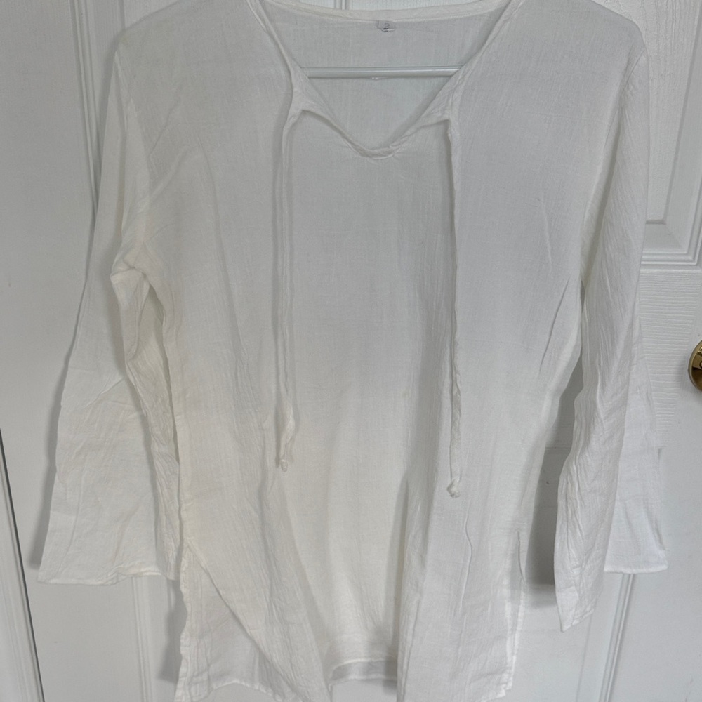 White Soft Long-Sleeve Blouse